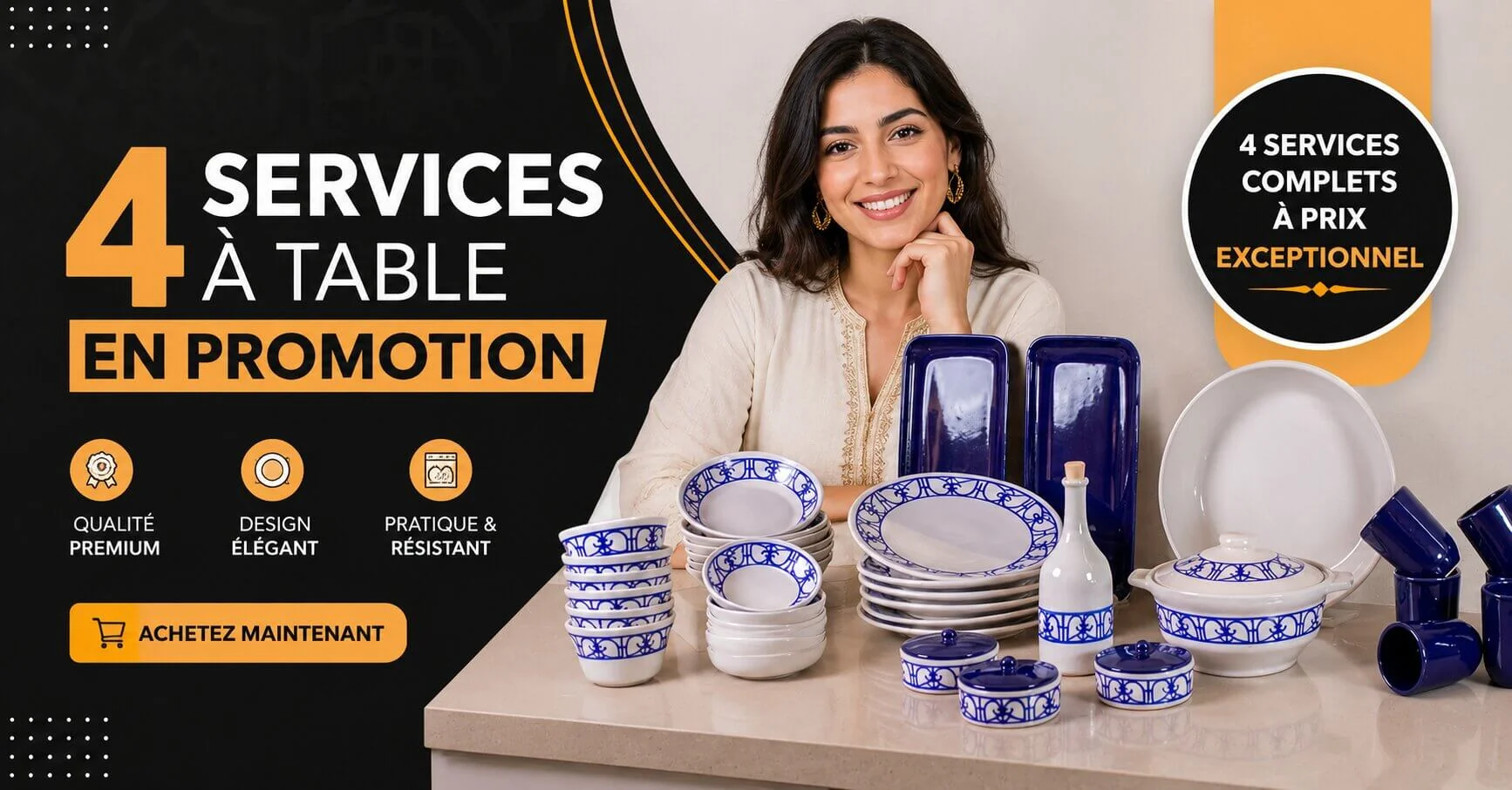 4 services à table en promotion à l'occasion de Aïd al-Adha chez ceramica+