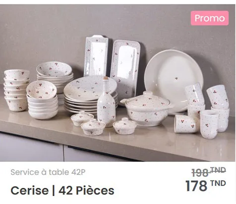service à table Cerise meilleur cadeau Fête des mères en tunisie