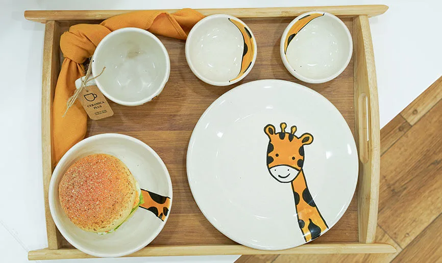 set de repas pour bébé motif girafe